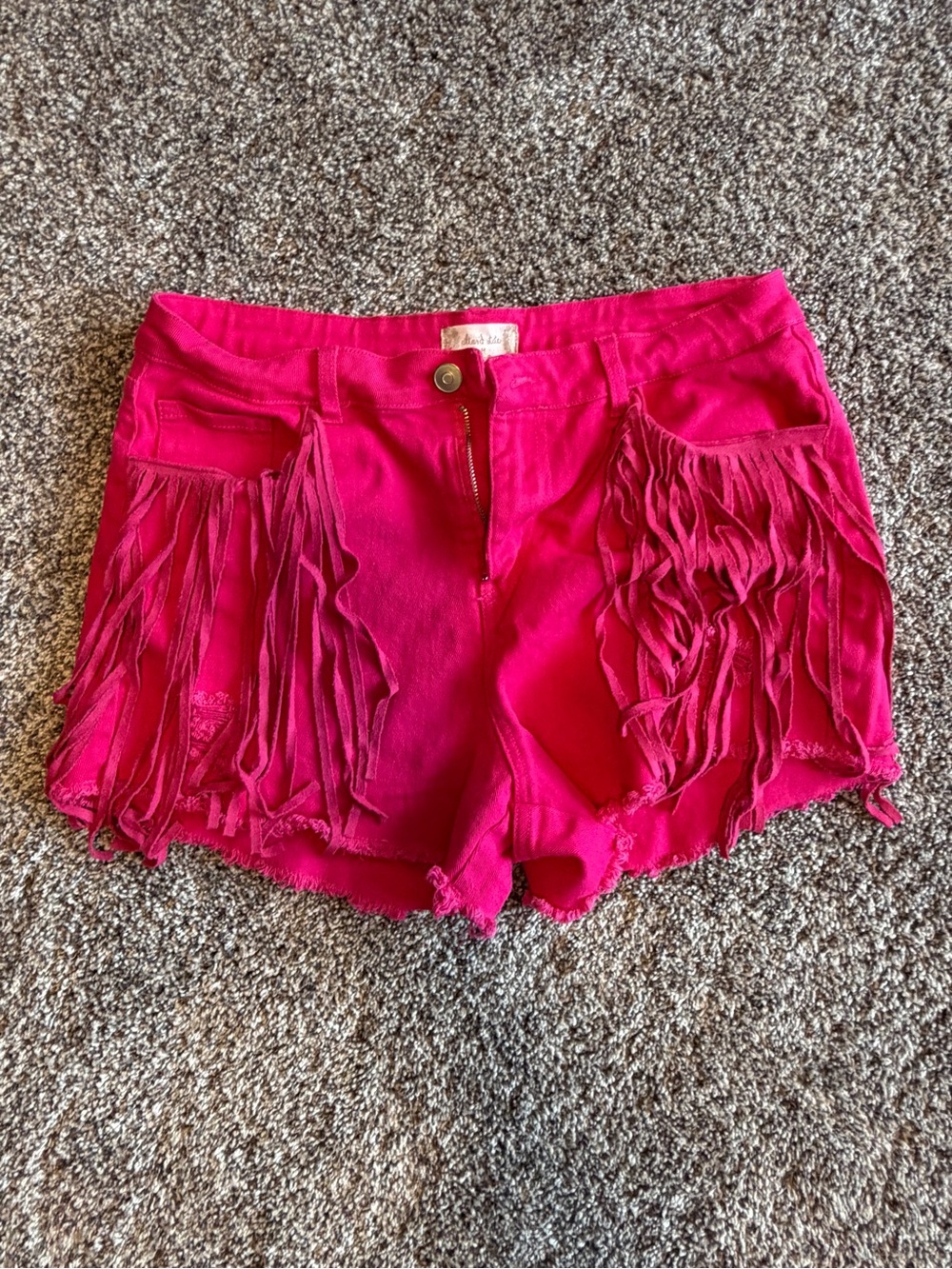 Women’s Hot Pink Fringe Denim Shorts